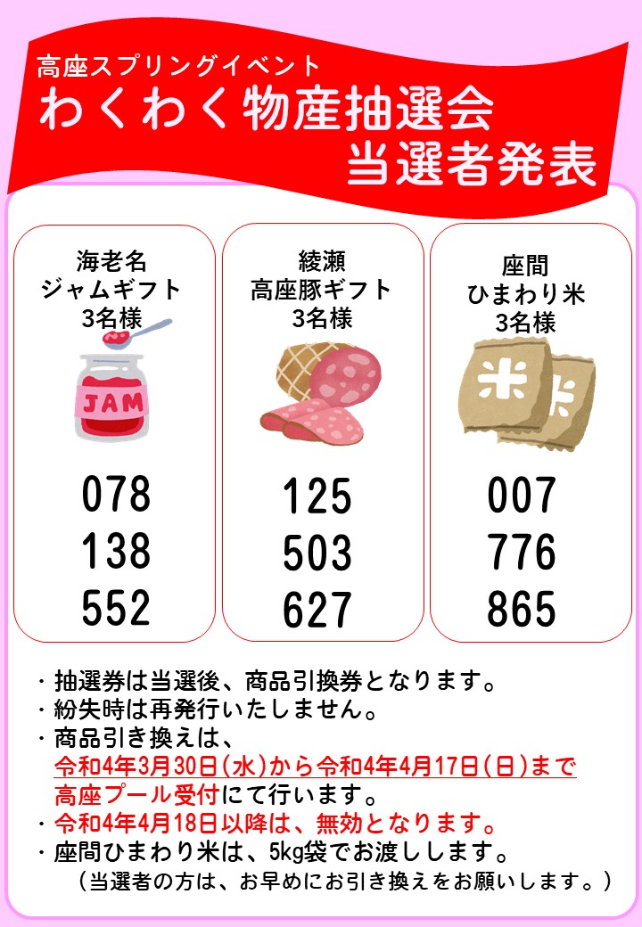 わくわく物産抽選会当選者発表！ - 高座クリーンセンター 環境プラザ